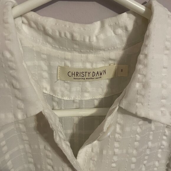 Christy Dawn Piper Shirt Dress "Ivory Seersucker" white Small S 2 4 - Picture 4 of 4